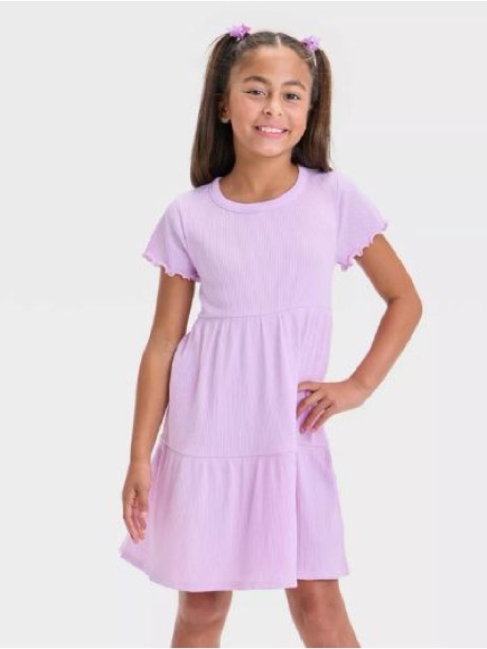 Girls Short-Sleeve Tiered Ribbed Knit Dress by Art Class Size S (6/7) NWT